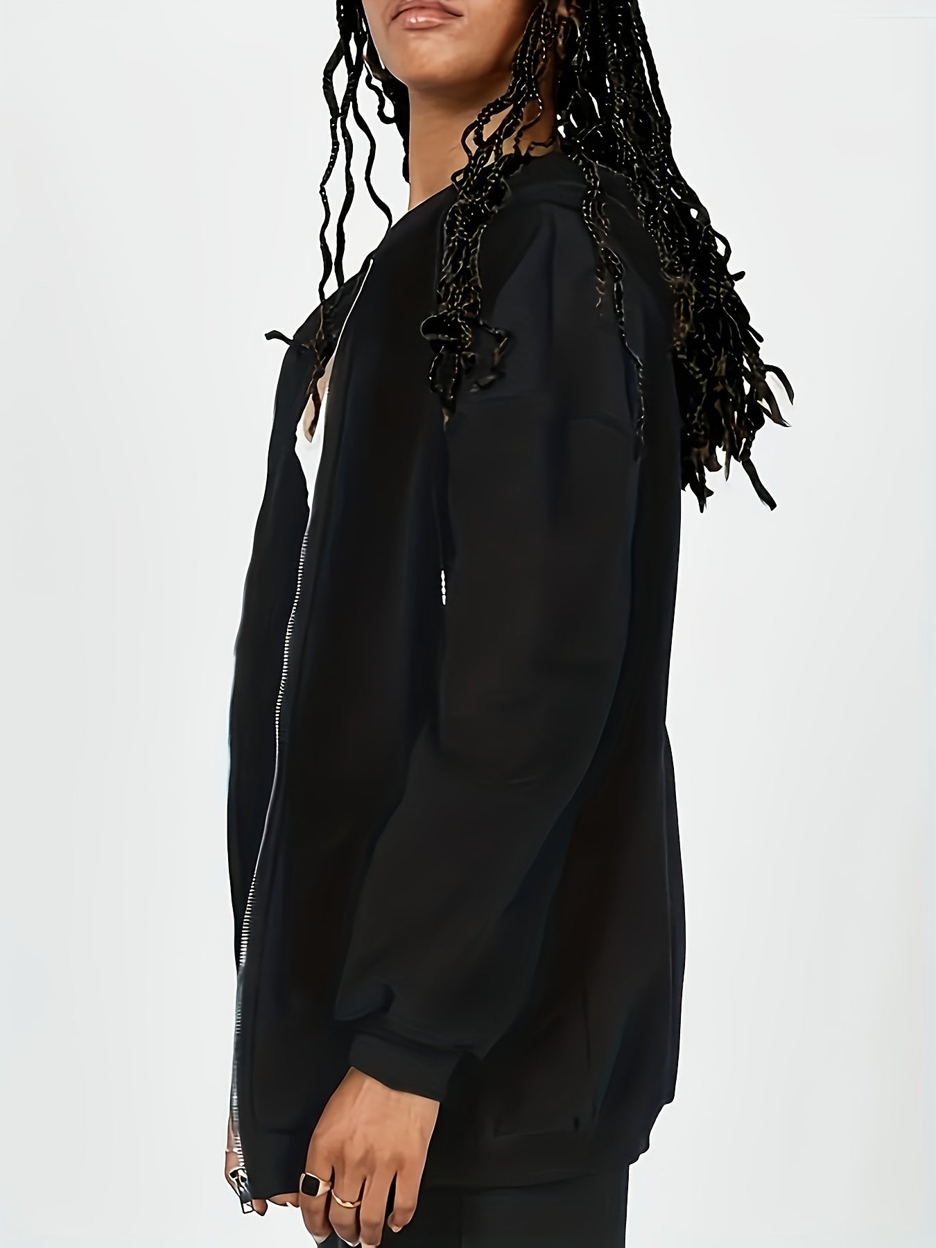 Fashion Solid Color Zipper Sports Hoodie, Women's Sweatshirt Coat, Women's Clothing