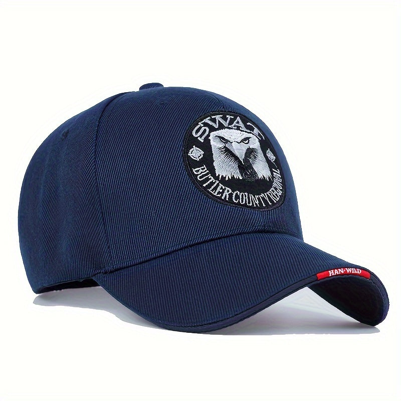1pc Men's Eagle Embroidered Baseball Cap, "SWAT" Outdoor Adjustable Casual Hat Suitable For Spring And Autumn Travel