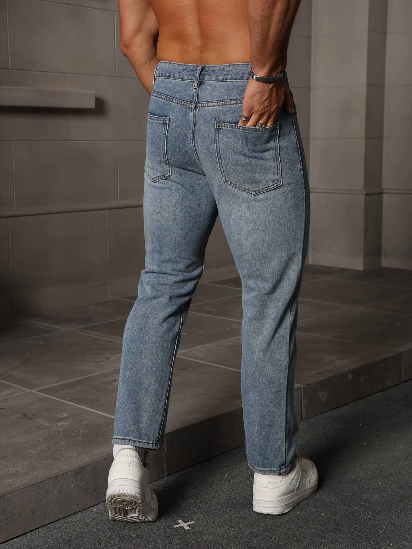 Men's Casual Denim Jeans, 80% 14.0% Viscose 5.0% Polyester 1.0% Modal Blend, Solid Color, Non-Stretch Fabric, Regular Fit, All-Season, Washed Finish, Woven - Multiple Sizes Available, Casual Wear Jeans|Versatile Jeans| Blend