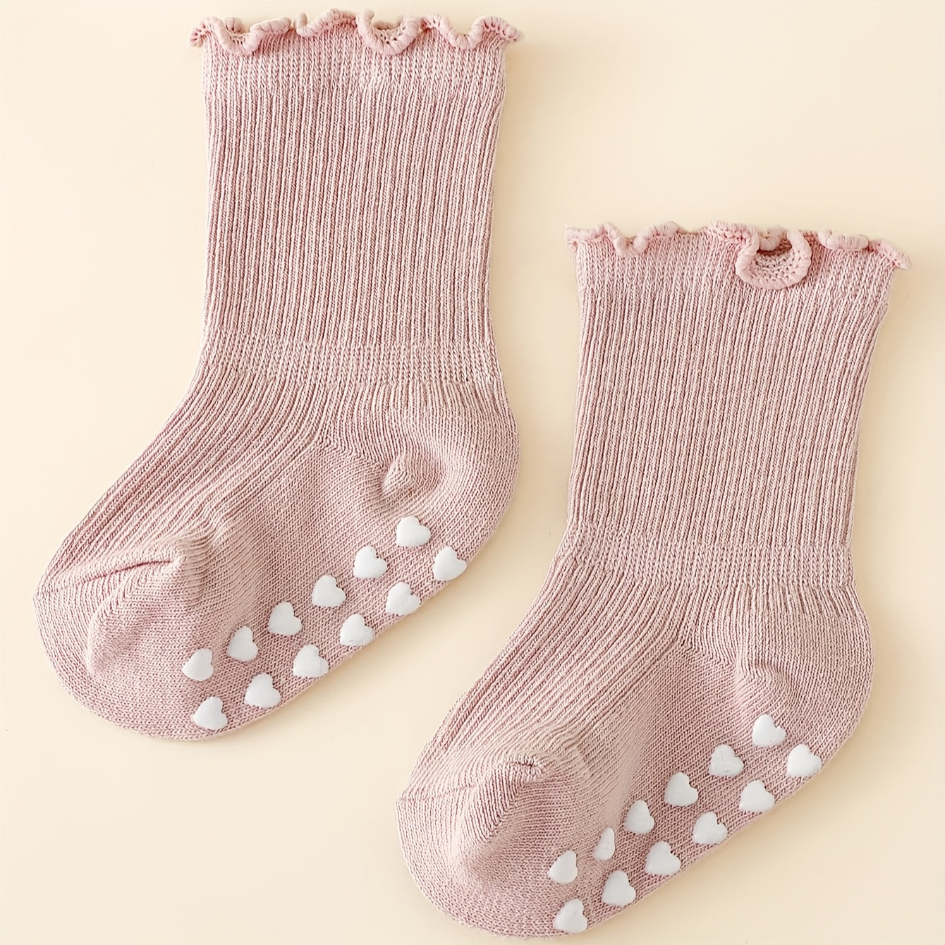 5 Pairs of Sweet And Cute Spring And Autumn Multi-Color Girls' Wood Ear Edge Non-Slip Mid-Tube Socks