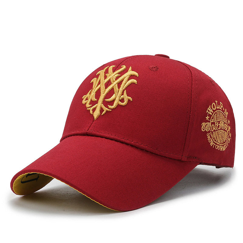 Men's Embroidered Letter Baseball Cap - Adjustable Snapback, Sun Protection, Rayon, Black with Golden Embroidery, Casual Sport Hat for All Seasons