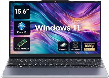 15.6" Core i5 Laptop with 4GB RAM & 128GB SSD Windows 11