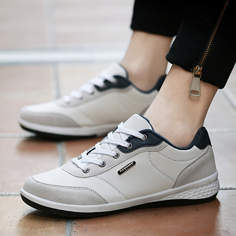 FAYWELLME Unisex Casual Sneakers, Breathable Low Top Lace-up Shoes, Solid Color All-Season Sports Running Shoes with MD Sole, Fabric Inner & Insole, Plain Toe