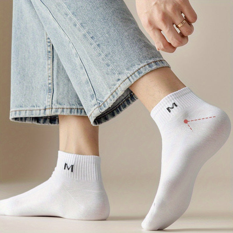 5pairs Men's Thin Mesh Breathable Sweat Absorption Socks For Summer, Men's Trendy Socks