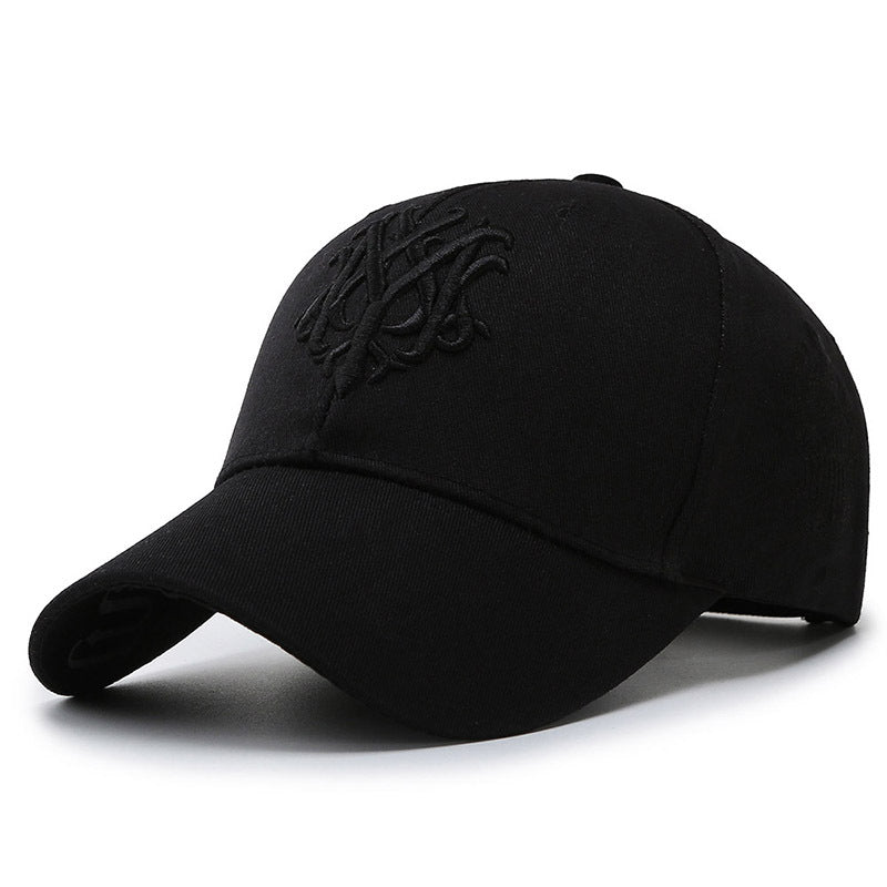 Men's Embroidered Letter Baseball Cap - Adjustable Snapback, Sun Protection, Rayon, Black with Golden Embroidery, Casual Sport Hat for All Seasons