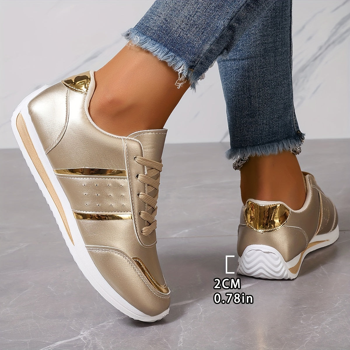 Everyday Elegance, Chic Women's Sneakers - Lightweight, Casual Lace-Up Shoes with Soft EVA Sole, Versatile White - Perfect for All Seasons