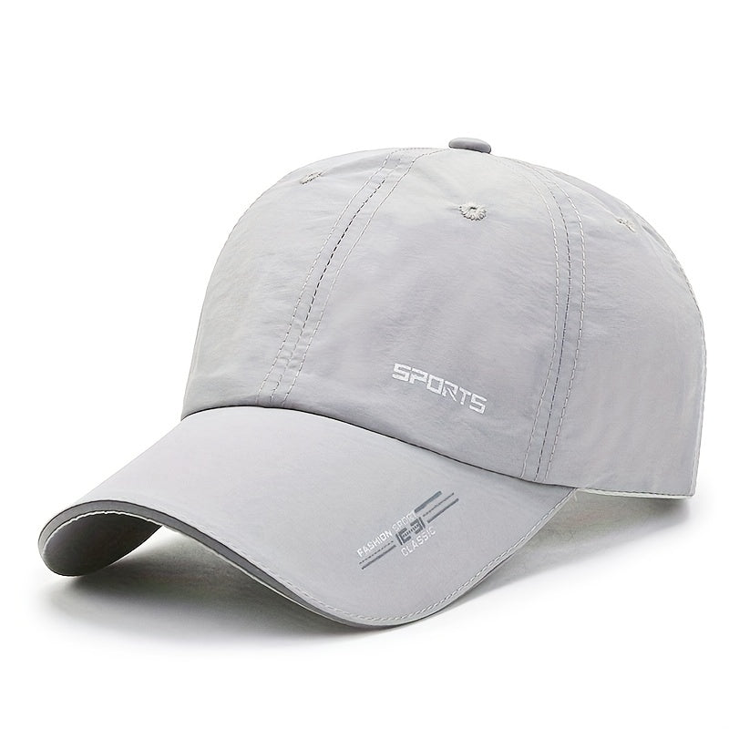 Unisex Polyester Baseball Cap, Quick-Dry Breathable Duck Hat with Reflective Strip, Sun Protection Snap Closure, Hand Wash Only, Stretch Fit for Spring/Summer Outdoor Travel Sports