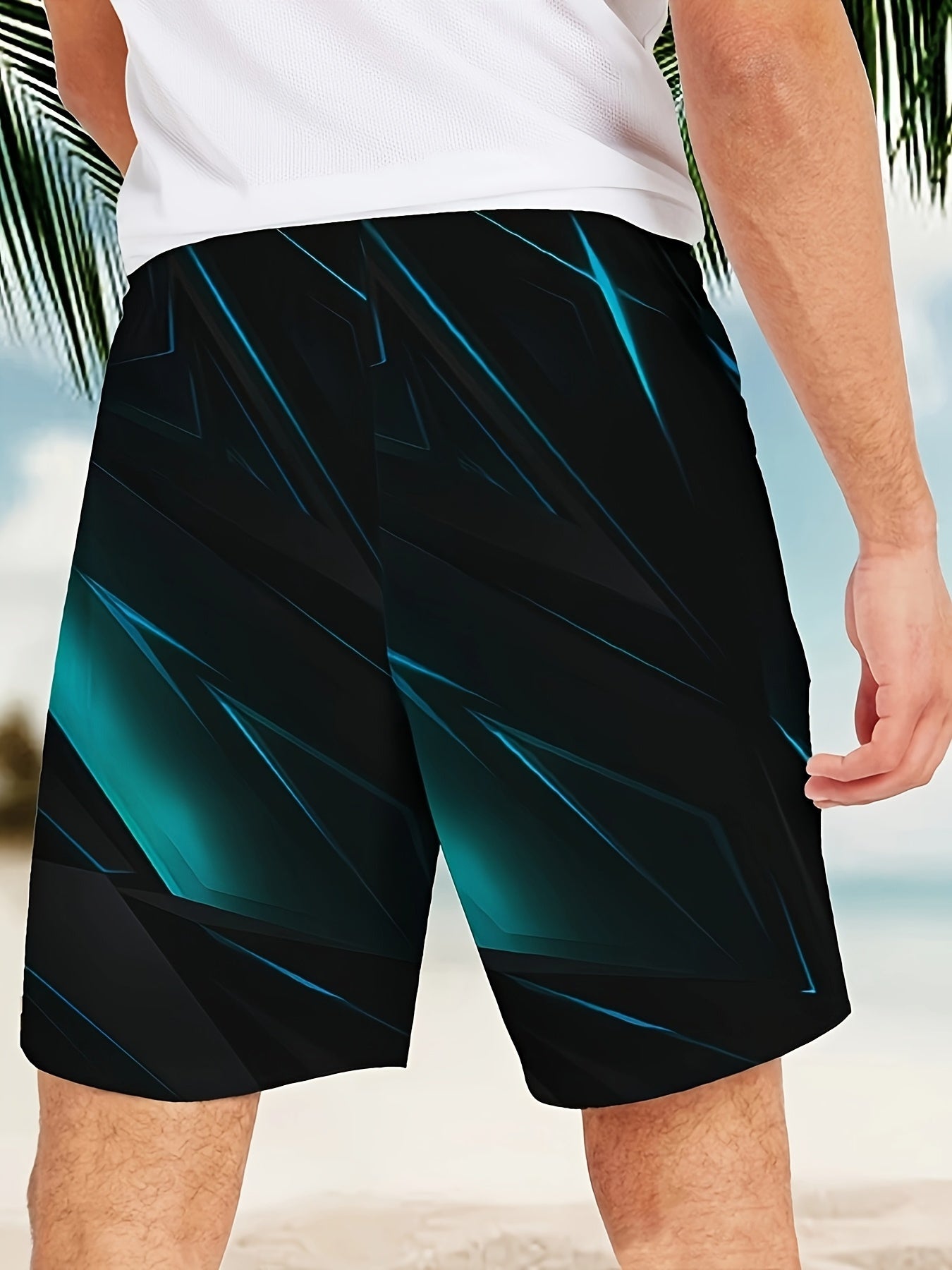 Men's Quick-Dry Gradient Swim Trunks with Pockets and Drawstring