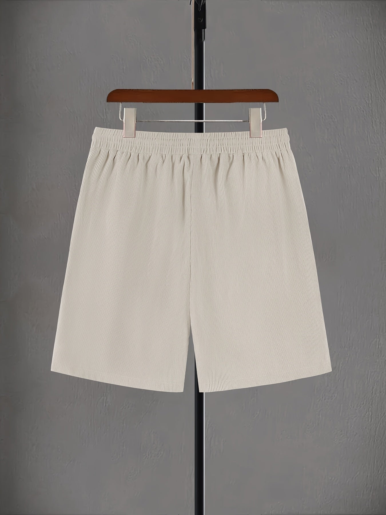 Men's Casual Corduroy Shorts with Drawstring Waist, Side Pockets, and "California" Print - Black, Polyester, All-Season Wear for Outdoor Activities