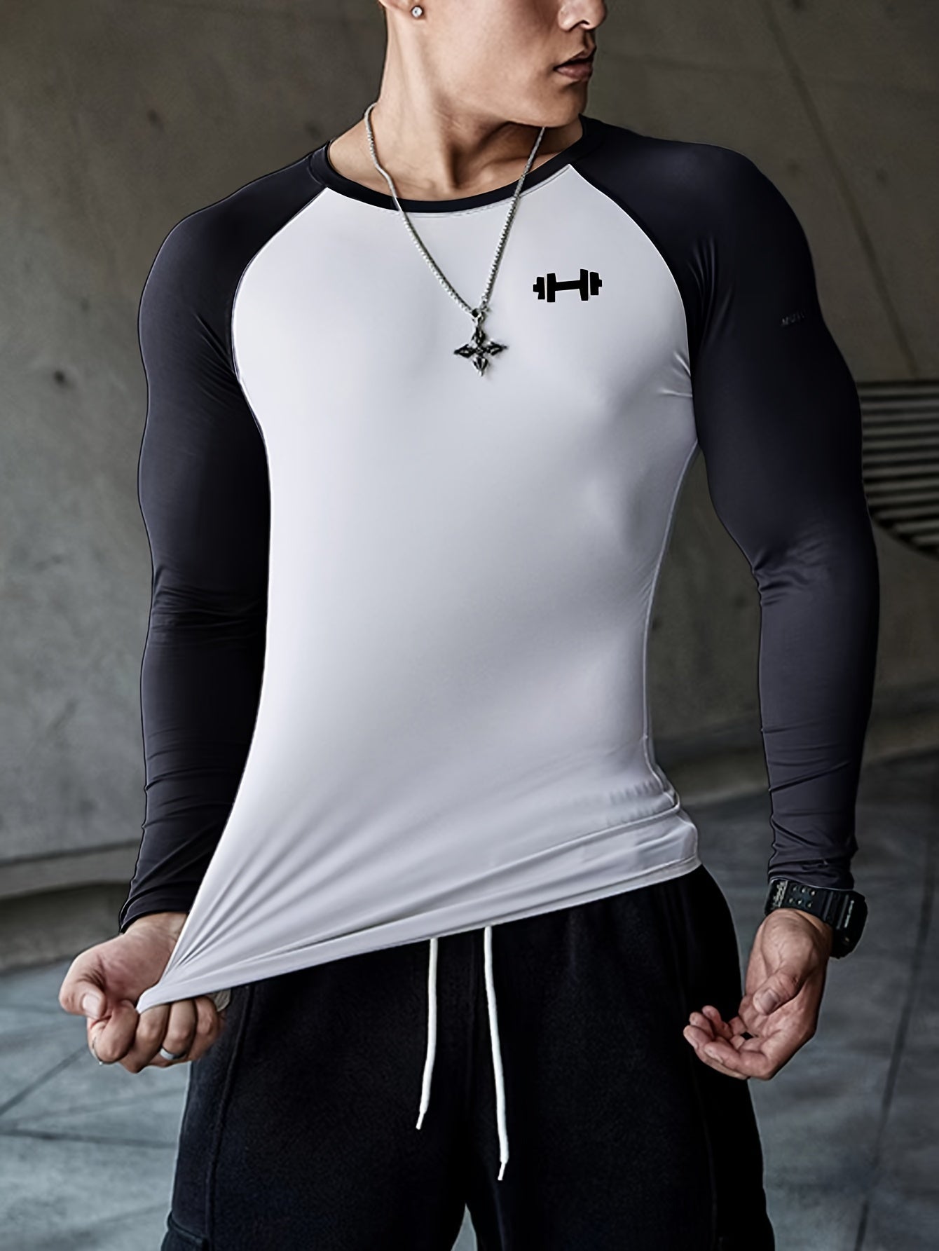 Տղամարդկանց Color Block Athletic Muscle Fit շապիկ, տղամարդկանց շնչառական կոմպրեսիոն շապիկ, հարմարավետ վերնաշապիկ ամառային սպորտի համար
