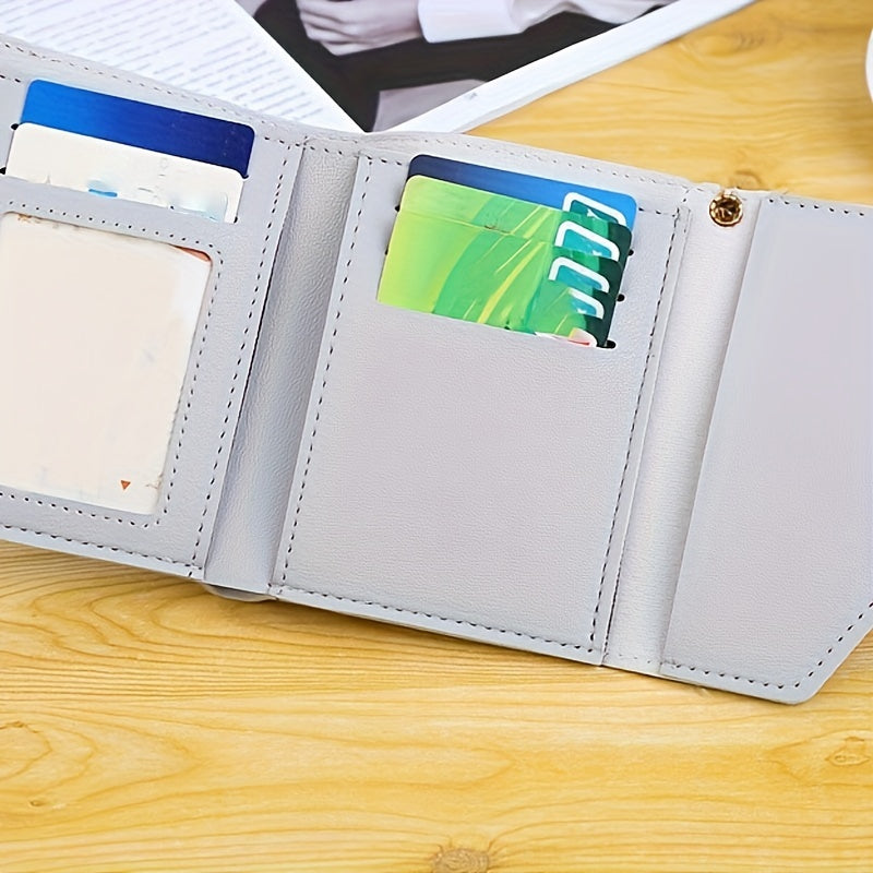 1pc Metal Heart & Tassel Decor Wallet Short Women Wallets Purse, Patchwork Fashion Panelled Wallets, Trendy Coin Purse