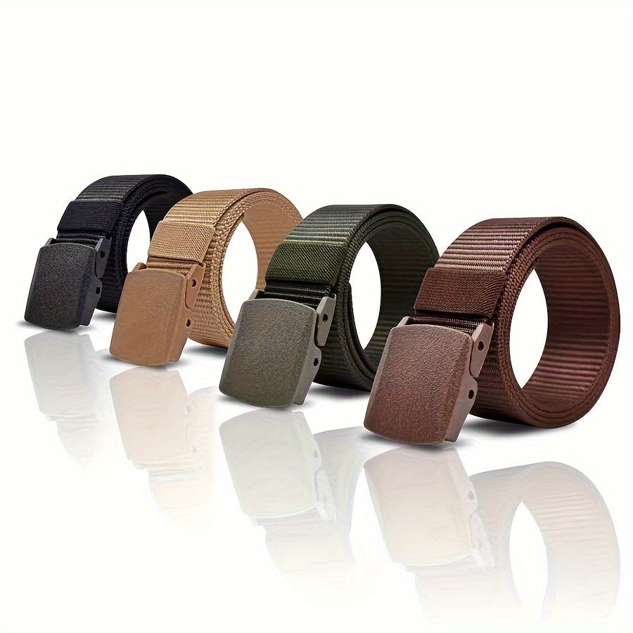 Nylon Belt with Smooth Buckle - Hypoallergenic, Casual Style for Men & Women, Perfect for Jeans & Outdoor Wear