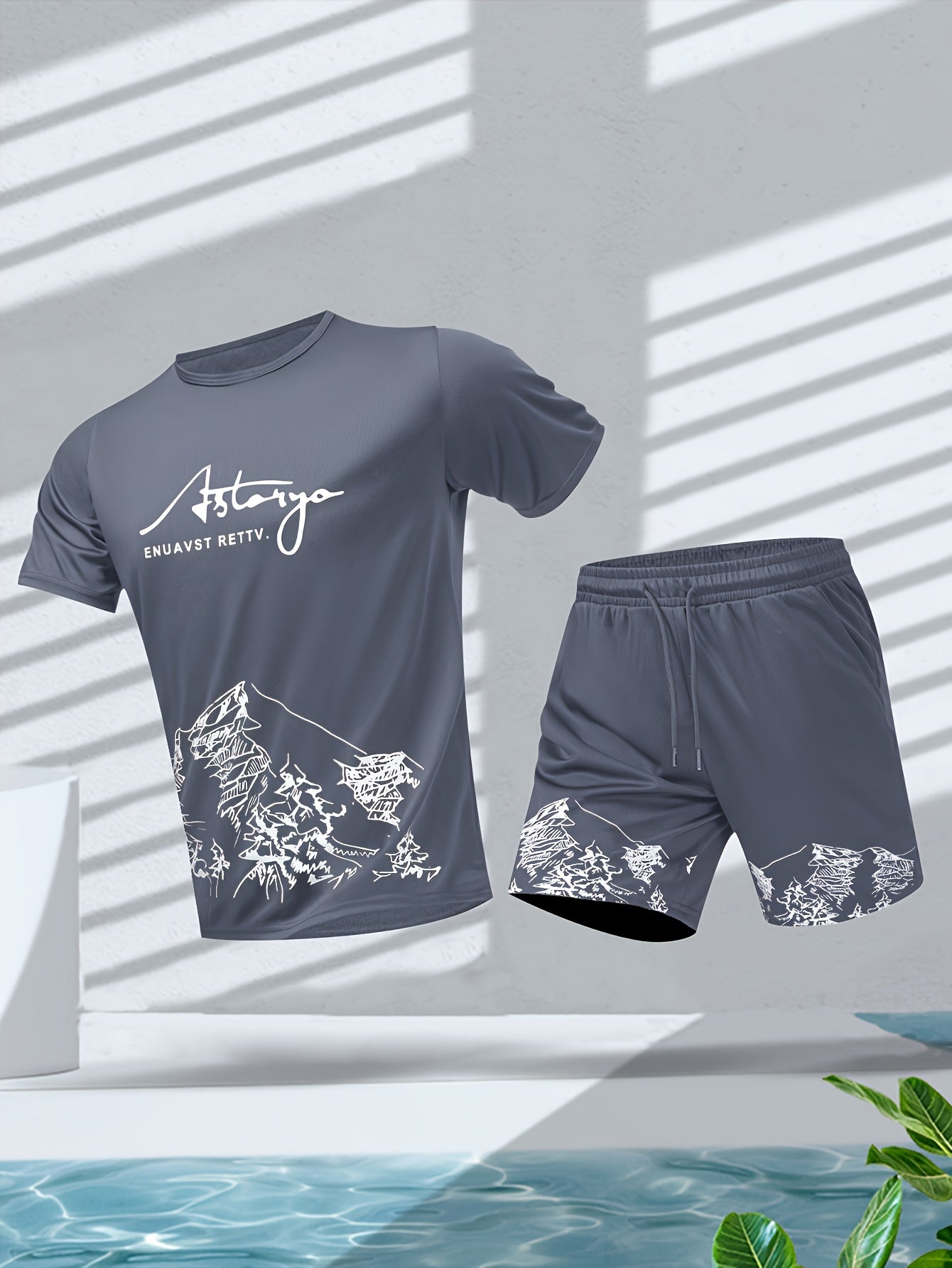 Men's Casual 2pcs Set: Crew Neck Short Sleeve T-Shirt & Drawstring Shorts - Breathable Polyester, Summer Fashion