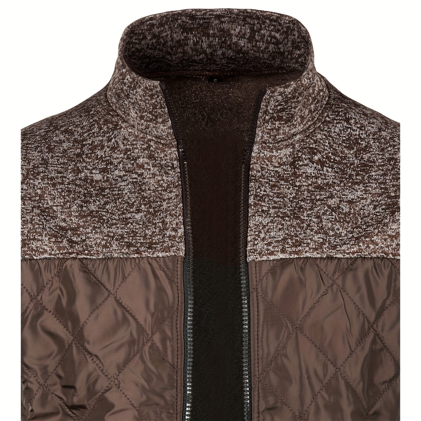 Men's Knitted Cardigan Jacket, Autumn Winter Casual Stand Collar Full Zip Coat, Long Sleeve Regular Fit Jacket