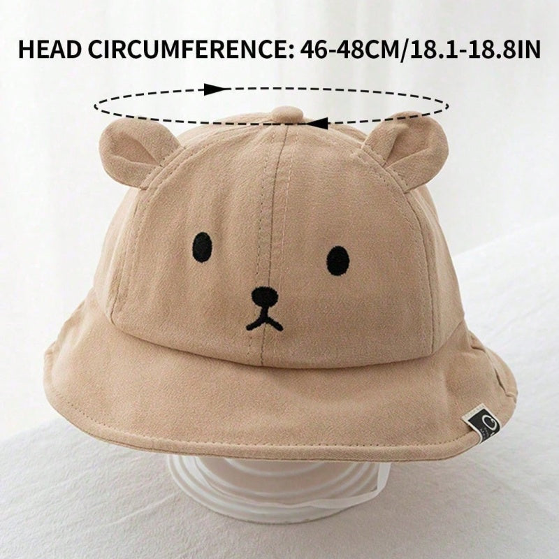 Kids Bear Fisherman Hat with 3D Ears Soft Polyester