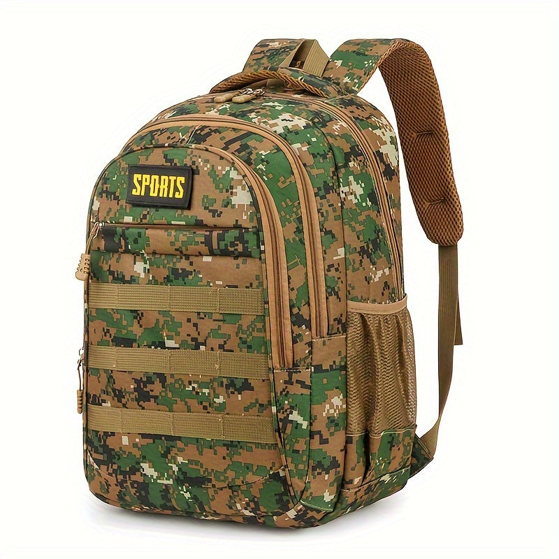 SPORTS Men's Casual Backpack - High-Capacity Camo & Solid Color Options, Durable Nylon, Ideal for Hiking, Travel & Students with Laptop Compartment
