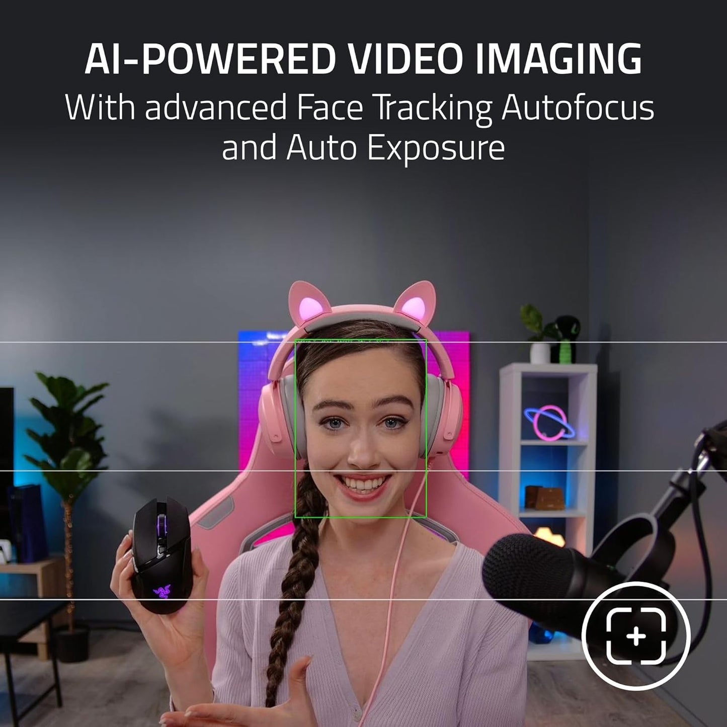 Razer Kiyo Pro Ultra 4K Webcam: Large Sensor - Auto Light Correction - Built-In Mic and Shutter - Pro Grade Content Creation, Streaming, Gaming, Video Calls - Works with OBS, Xsplit, PC, Zoom, Teams