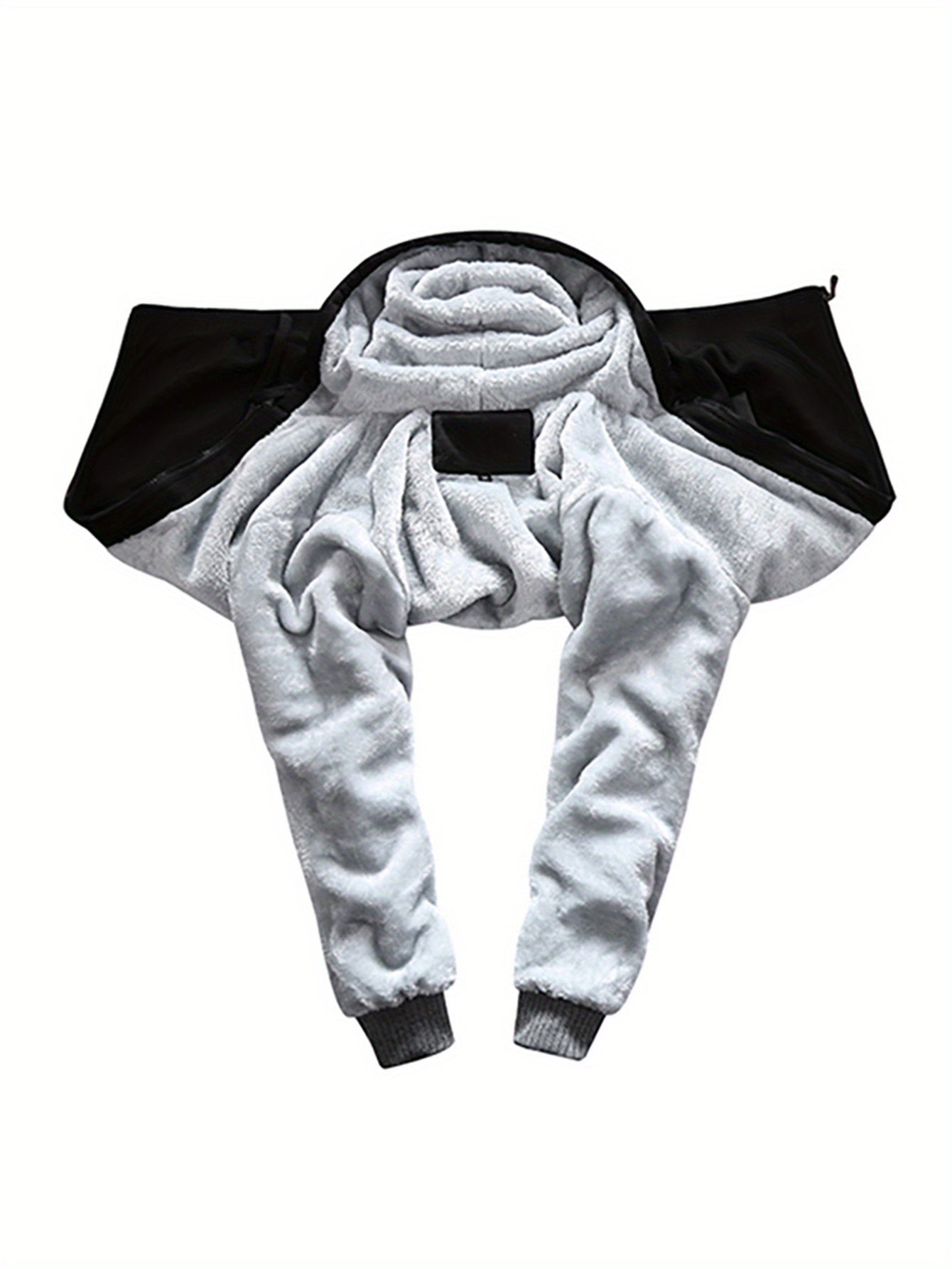 Color Block Sherpa Lined Men's Hooded Jacket, Casual Long Sleeve Hoodies With Zipper, Gym Sports Hooded Coat For Winter Fall