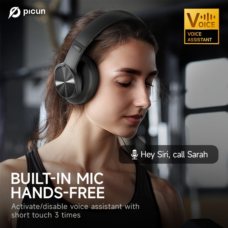 Picun Wireless Headphones, 120 Hours Headphones Wireless, Hands-Free Calls, 3EQ &Game Mode, Foldable Headphones Over Ear for Travel Home Office Cellphone PC