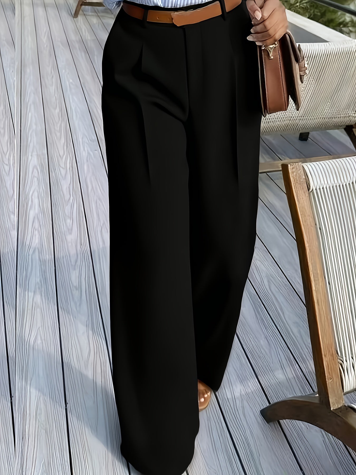 Elegant Solid Color Women's Long Pants with Pockets for Spring/Fall