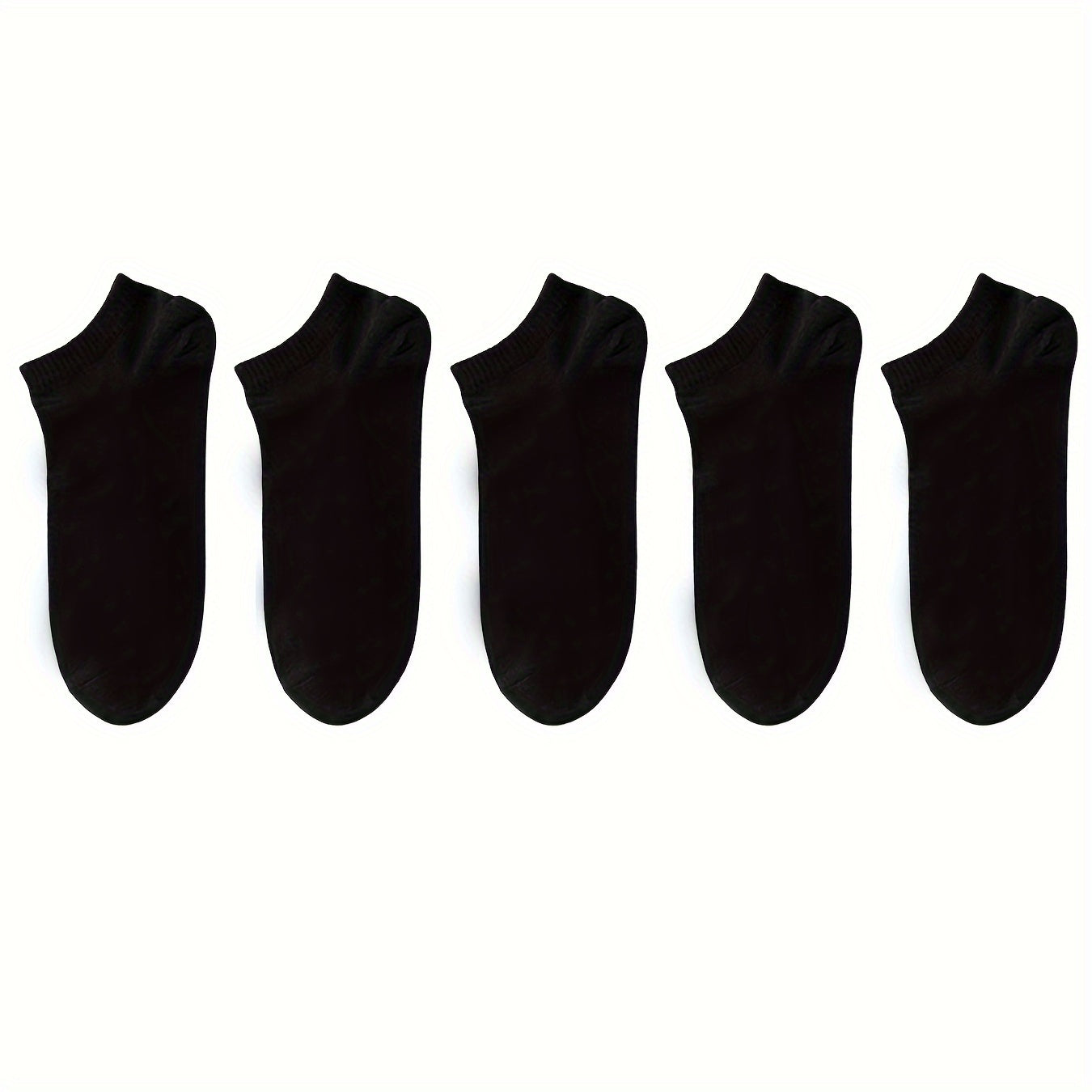 5/10/12 Pairs Unisex Comfort Ankle Socks - Soft Black Polyester Blend, Solid Color Low-Cut Design for Men & Women, Machine Washable, Cute Socks