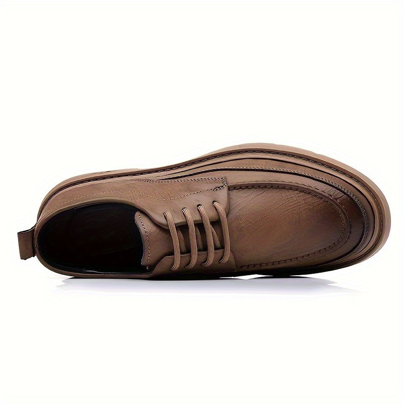 Men'S Solid Color Low-Top Elegant Boots, Comfortable Non-Slip Wear-Resistant Rubber Sole Men'S Outdoor Activity Shoes with Laces