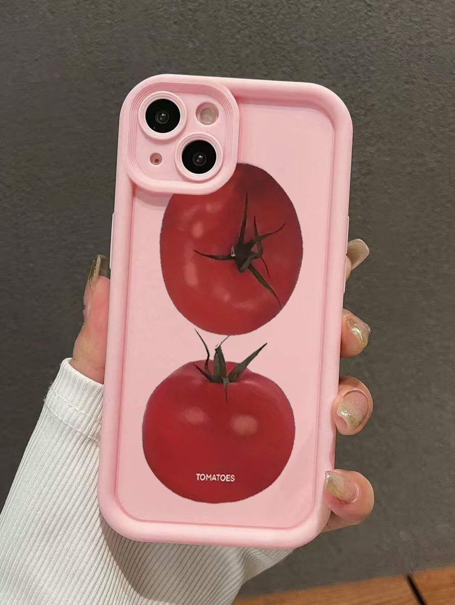 Cartoon Tomato Printed TPU Shockproof Phone Case Compatible with Iphone Models Including 16, 15 Pro Max, 15 Plus, 15 Pro, 15, 14 Pro Max, 14 Plus, 14 Pro, 14, 13 Pro Max, Pro Max, 12 Pro Max, 12 Pro, 12, 11 Pro Max, 11 Pro, 1
