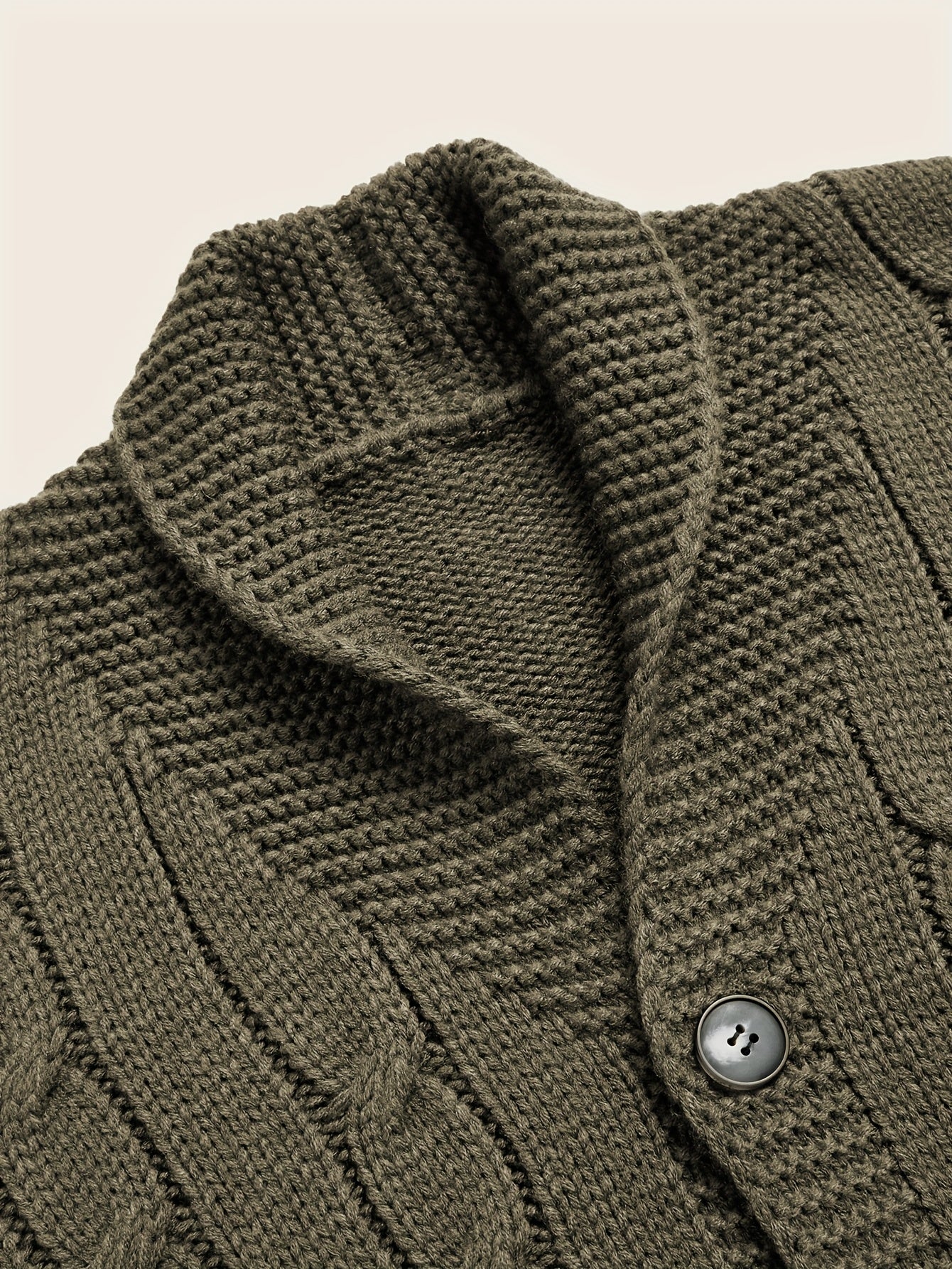 Men's Casual Knit Cardigan | Olive Green Acrylic Sweater | V-Neck with Button Closure | Textured Cable Knit Design | Machine Washable | Ideal for Autumn/Winter, Knit Sweater