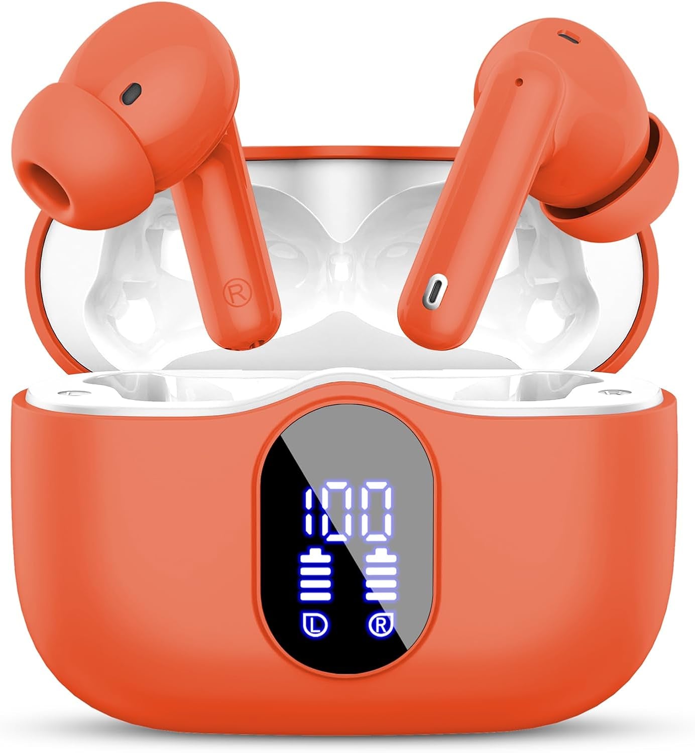 Wireless Earbuds, Bluetooth 5.4 Headphones Bass Stereo, Ear Buds with Noise Cancelling Mic LED Display, IP7 Waterproof in Ear Earphones, 36H Playtime for Laptop Pad Phones Sports Workout, Black