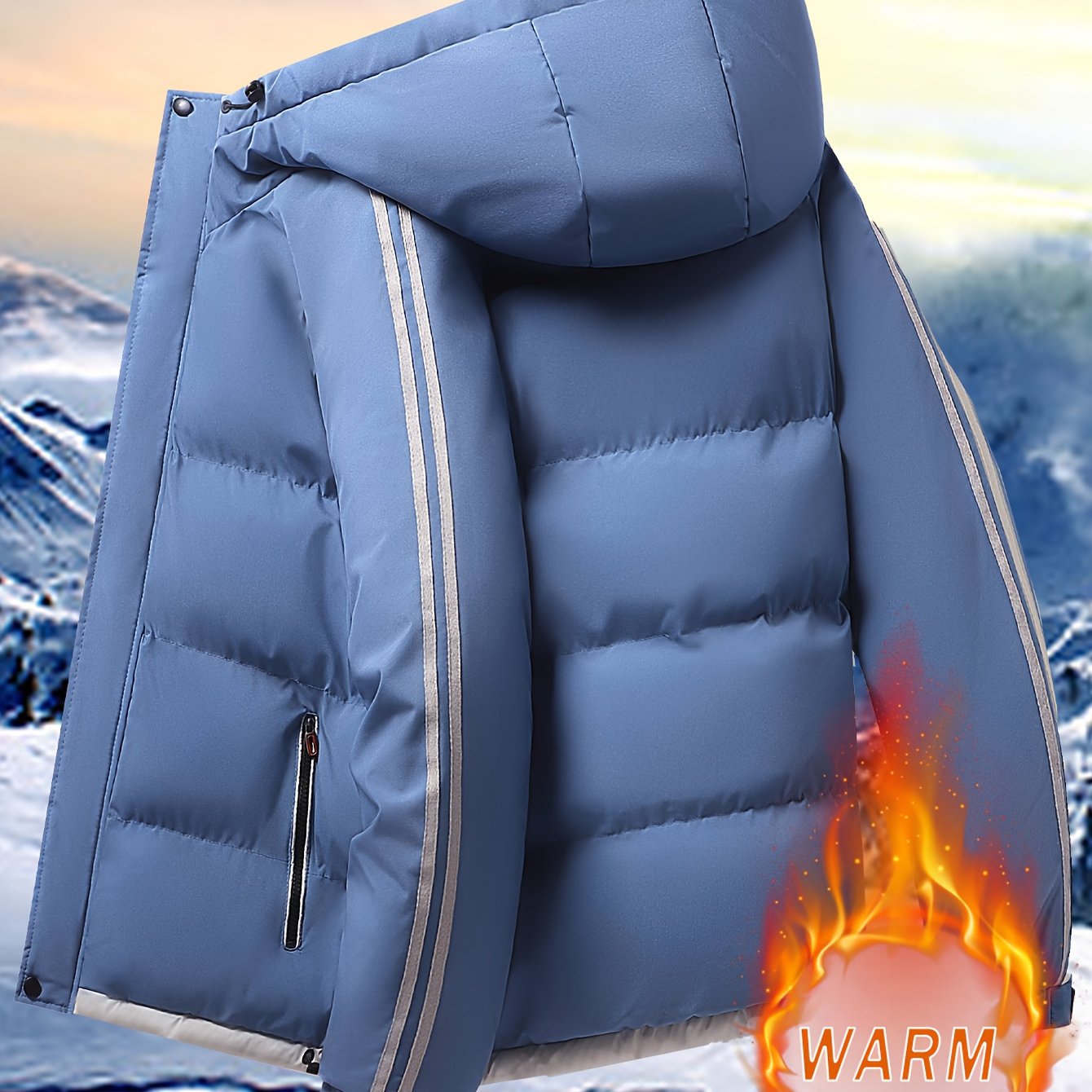 Men'S Heavyweight Winter Hooded Jacket - Thermal Insulated Cold Weather Coat with Zipper Closure, Long Sleeve Outerwear for Hiking, Skiing, Thick, Hiking Gear, Sleek Design, Durable Construction, Outdoor Enthusiasts