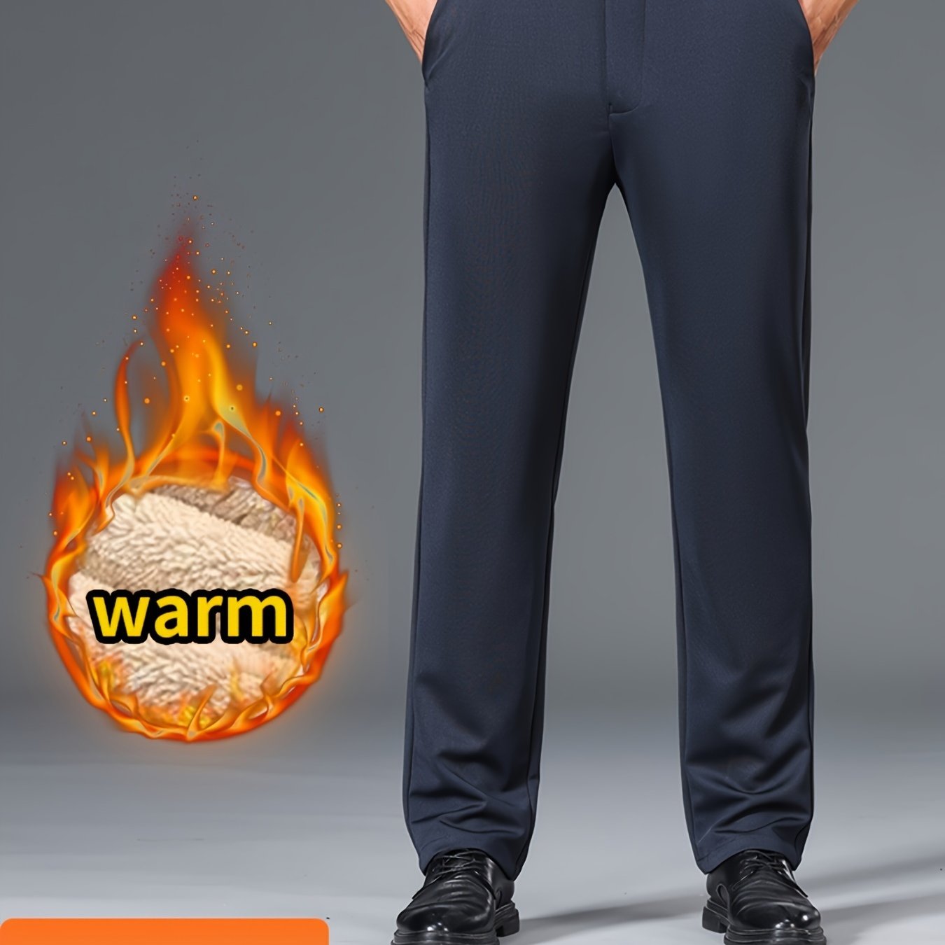 Men'S High Waist Solid Color Straight Leg Business Pants with Pocket Details, Polyester and Elastane Blend with Viscose Lining, Elastic Stretch, Zipper Fly Closure, Suitable for Fall/Winter Workwear