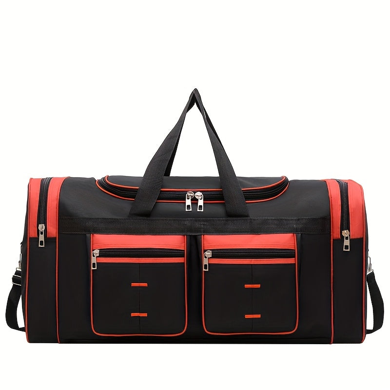 Versatile Large-Capacity Black Nylon Travel Bag for Men & Women - Durable, Adjustable Shoulder Strap, Multi-Compartment Organizer with Front Zipper Pocket - Ideal for Travel, Gym, Yoga, Camping, Work & More, Bags for Travel