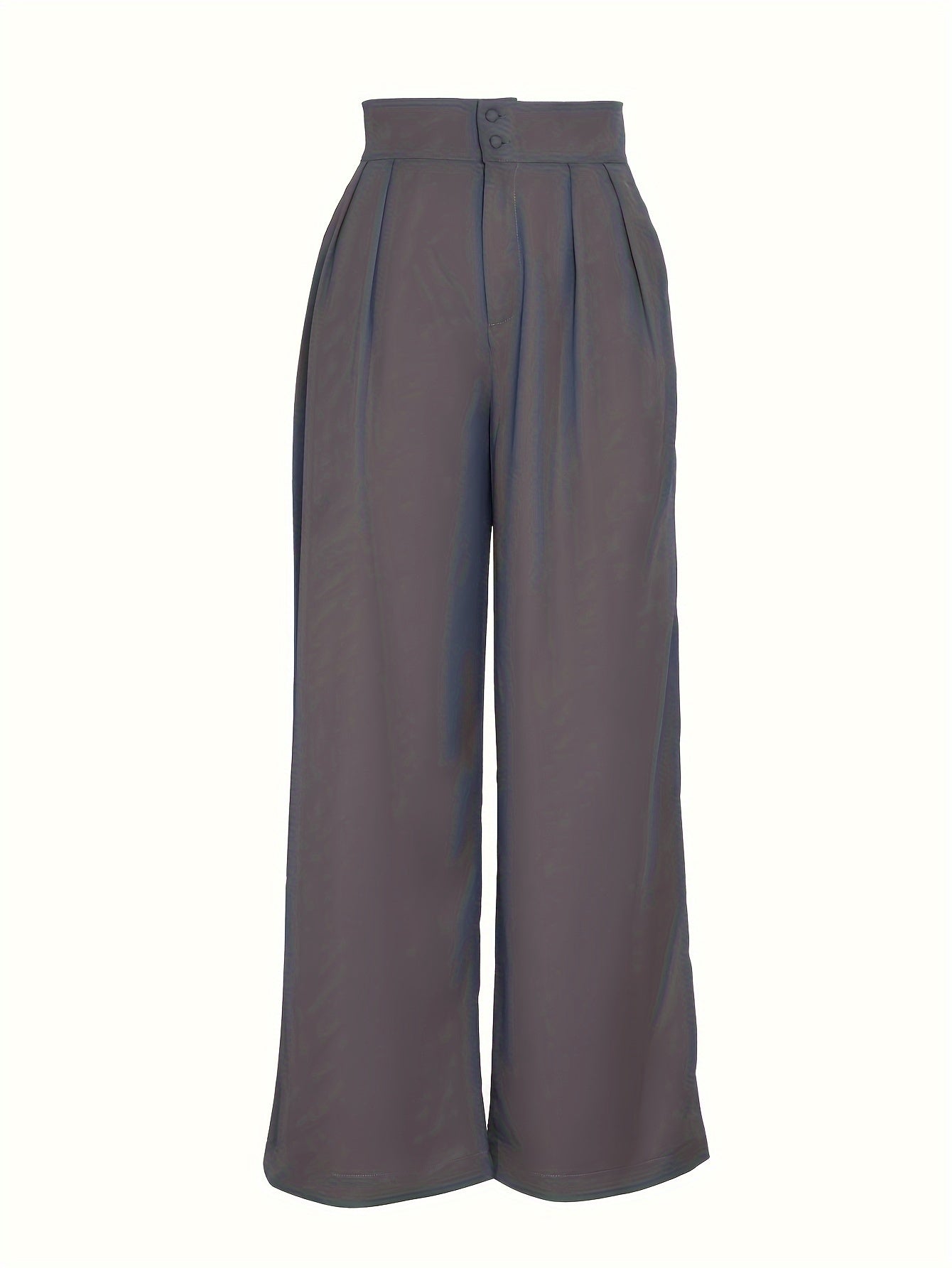 Solid Color Straight Leg Pants, Elegant High Waist Button Front Pants For Work & Office, Women's Clothing