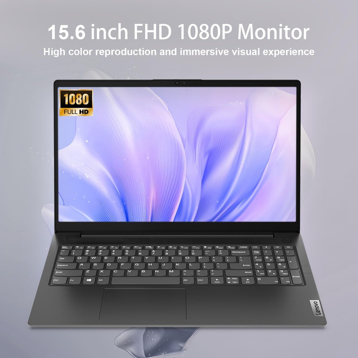Lenovo V-Series V15 Laptop, 15.6" FHD Display, Intel Celeron Dual Core Processor, 16GB RAM, 1TB SSD, Webcam, HDMI, Wi-Fi, Windows 11 Home, Black, Bundle with Thunderobot Purple Wireless Mouse