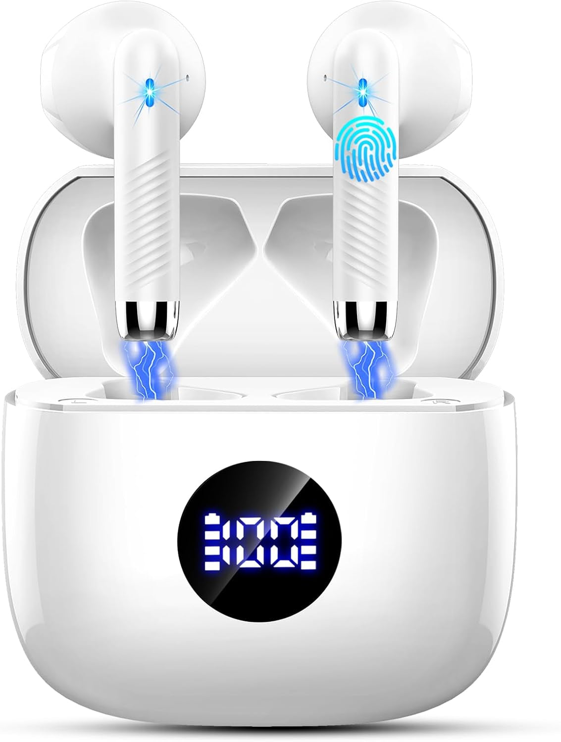 Wireless Earbuds, Bluetooth 5.4 Headphones Hifi Stereo, in Ear Earphones with 4 ENC Noise Cancelling Mics, 40H Playback Ear Buds with Mini Case, IP7 Waterproof Headset with LED Display, USB C Charging