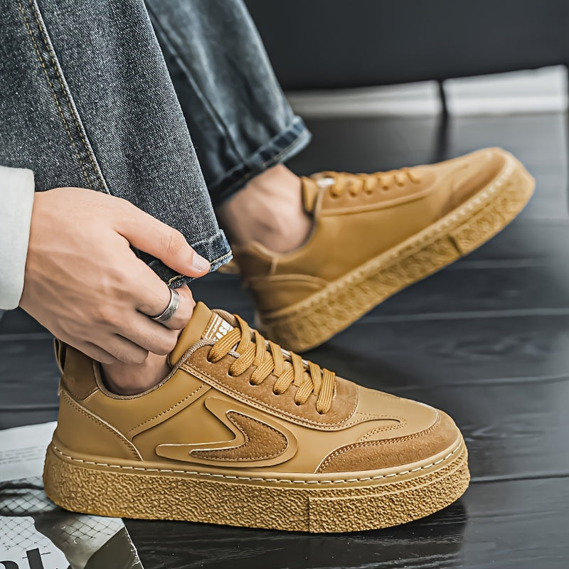 Men's Fashion Sneakers - Casual Lace-Up, All-Season Grip Shoes with Durable PU & EVA Material, Movement Style, Leisure Style, Four Seasons