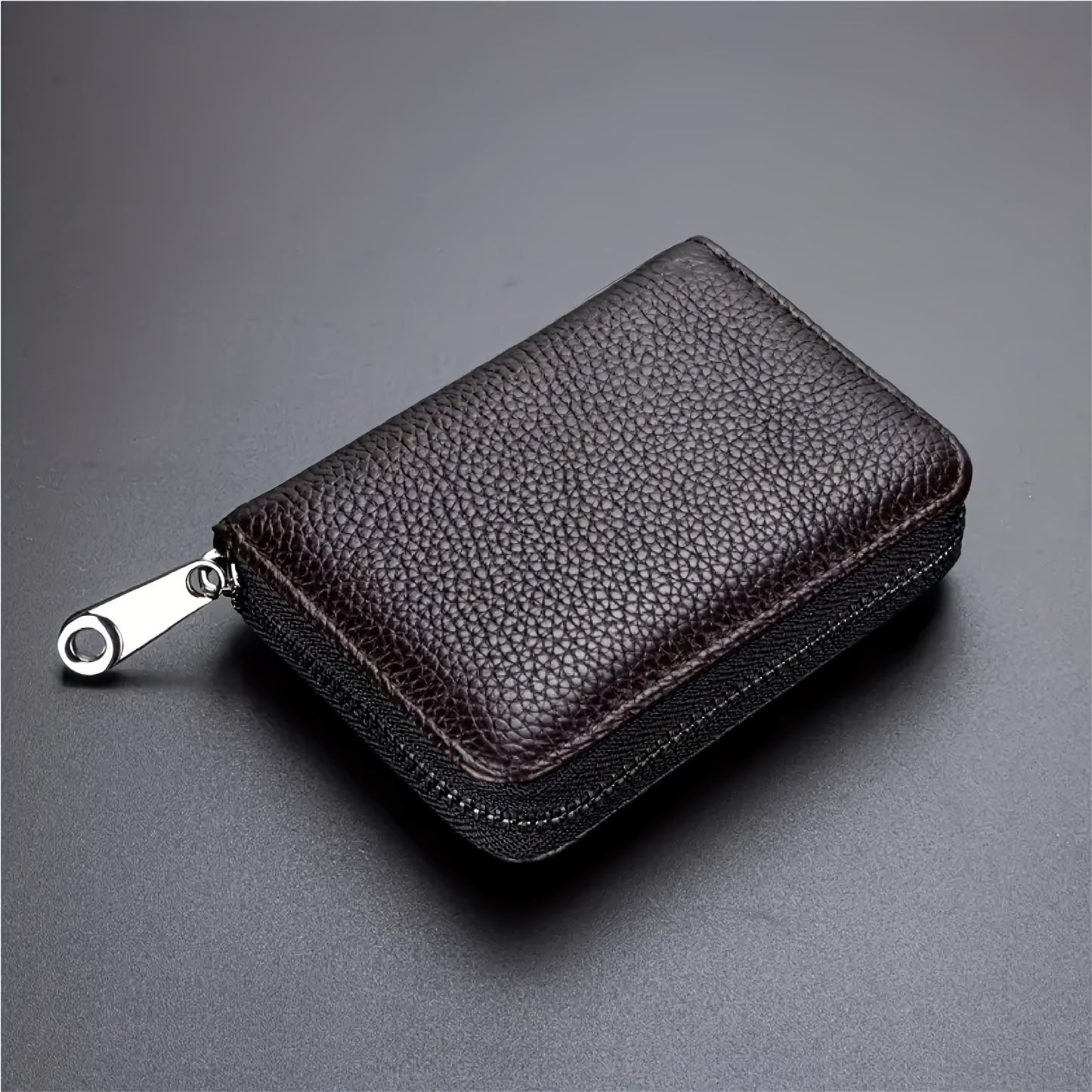 Mini Minimalist Classic Zipper Wallet, Textured Zipper Around Coin Purse, Solid Color Credit Card Holder
