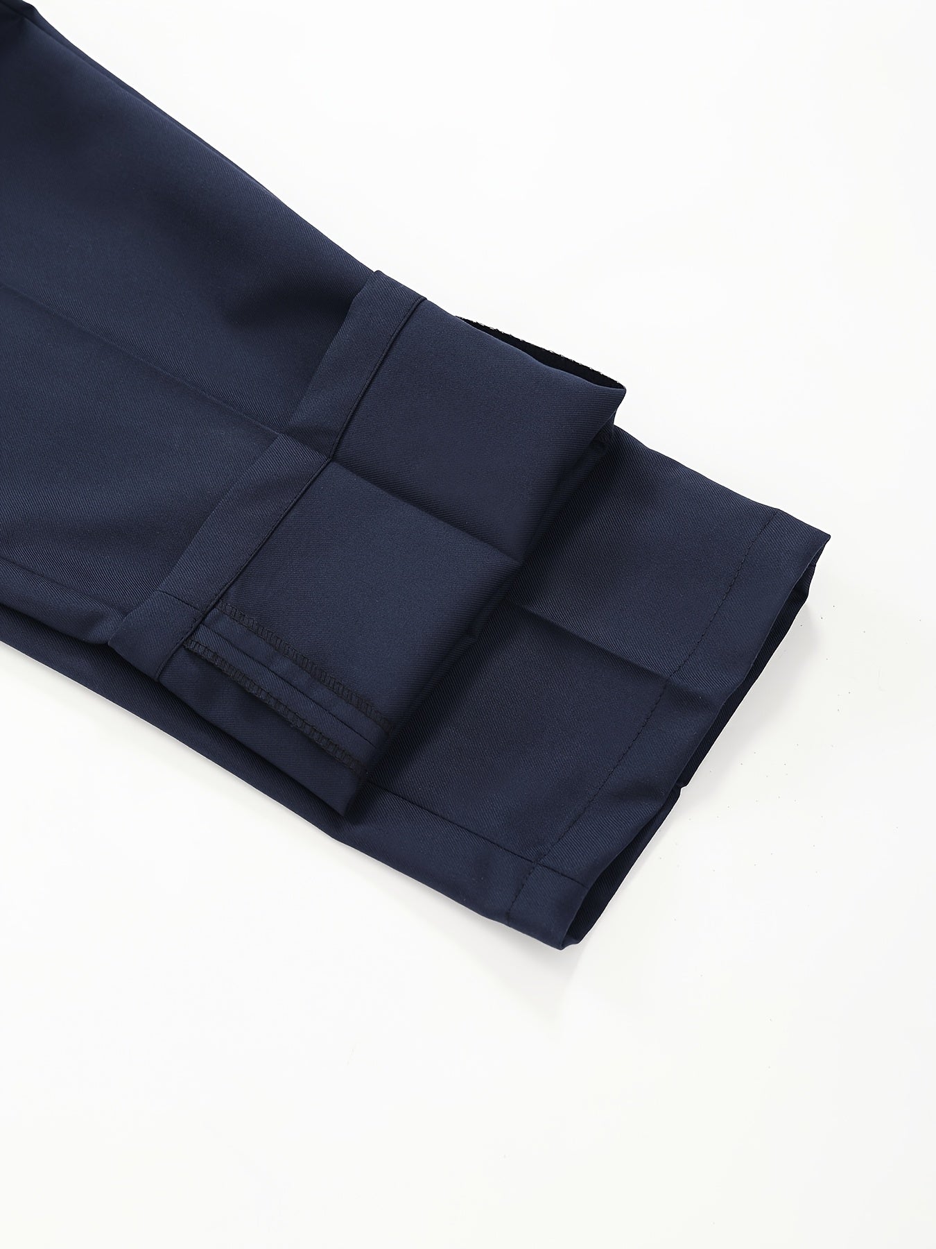 2pcs Men's Straight Leg Dress Pants, TR Fabric, Navy Blue & Black, Formal Business Suit Trousers for Office or Casual Wear, Lightweight Polyester Blend, Glossy Finish, Mid-Rise, All-Season