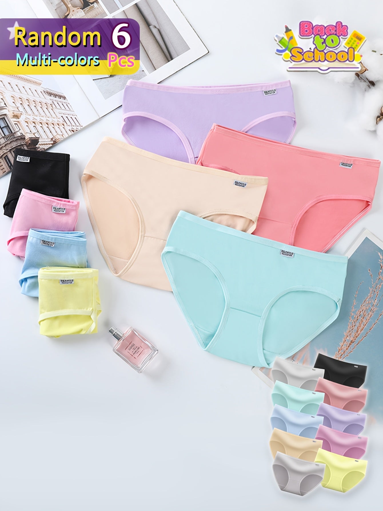 Girls' Soft Polyester Triangle Briefs - 6 Colors, All-Season Knit
