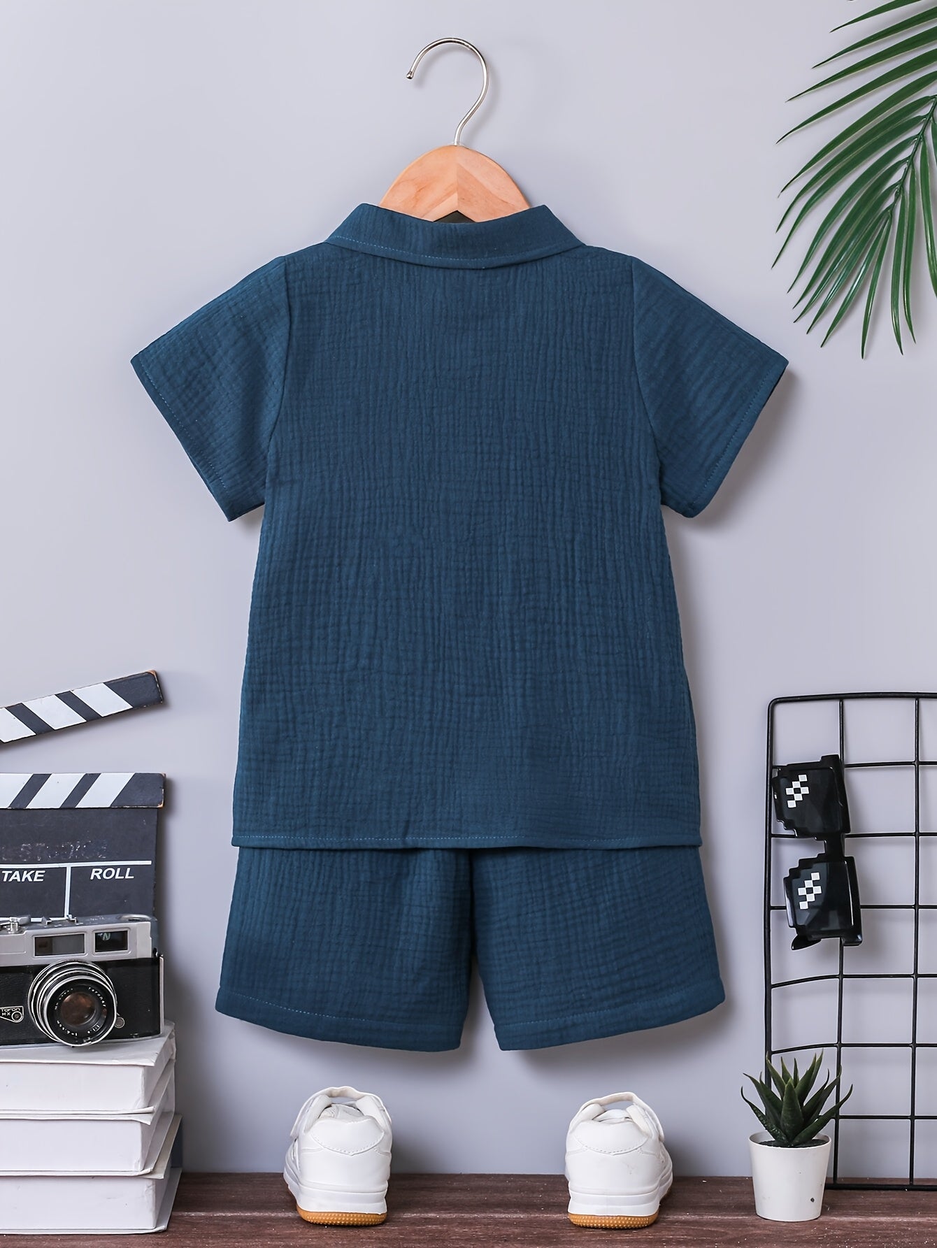 Boys' Cotton Short Sleeve Shirt & Shorts Set for Summer