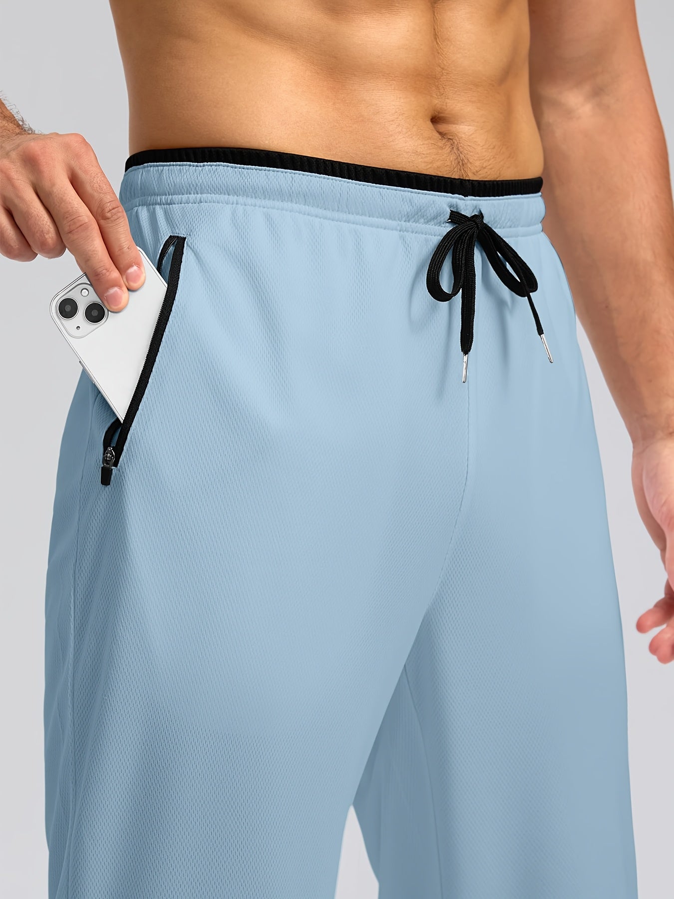 Men's Sports Pants With Drawstring And Zippered Pockets, Lightweight And Breathable Bottoms For Running/Casual Wear