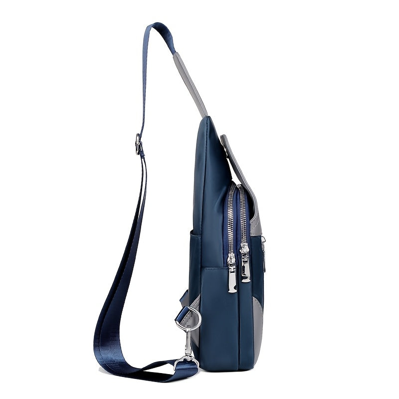 SelectMen'S Large Capacity Motorcycle Bag - Trendy Crossbody Shoulder Bag with Multiple Pockets, Casual Oxford Style, Hand Washable, Ideal for Daily Commute, Everyday Commute Bag Casual Style Bag Zippered Closure