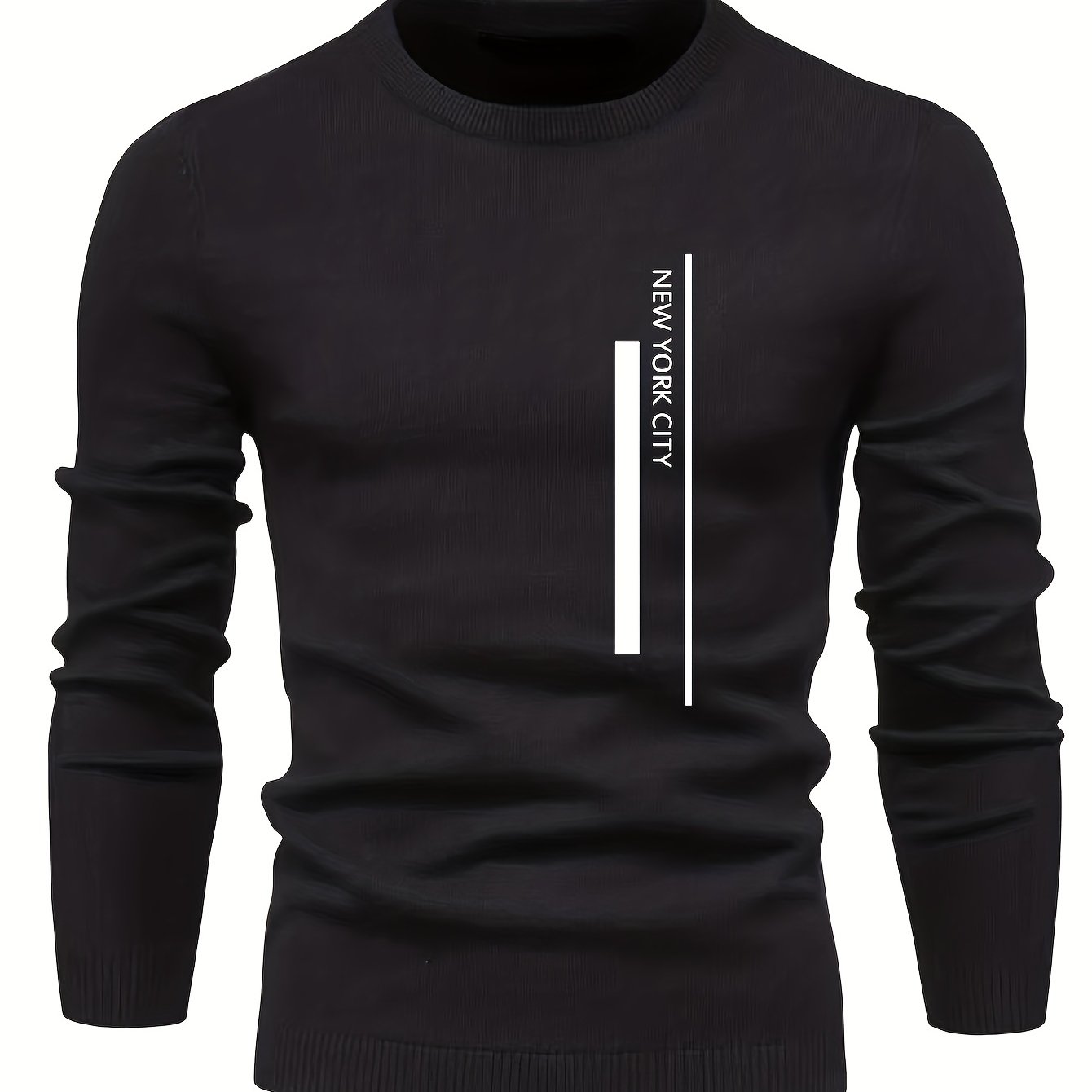 2023 New Cross-border Autumn and Winter Men's Round Neck Random Print Round Neck Knitted Sweater