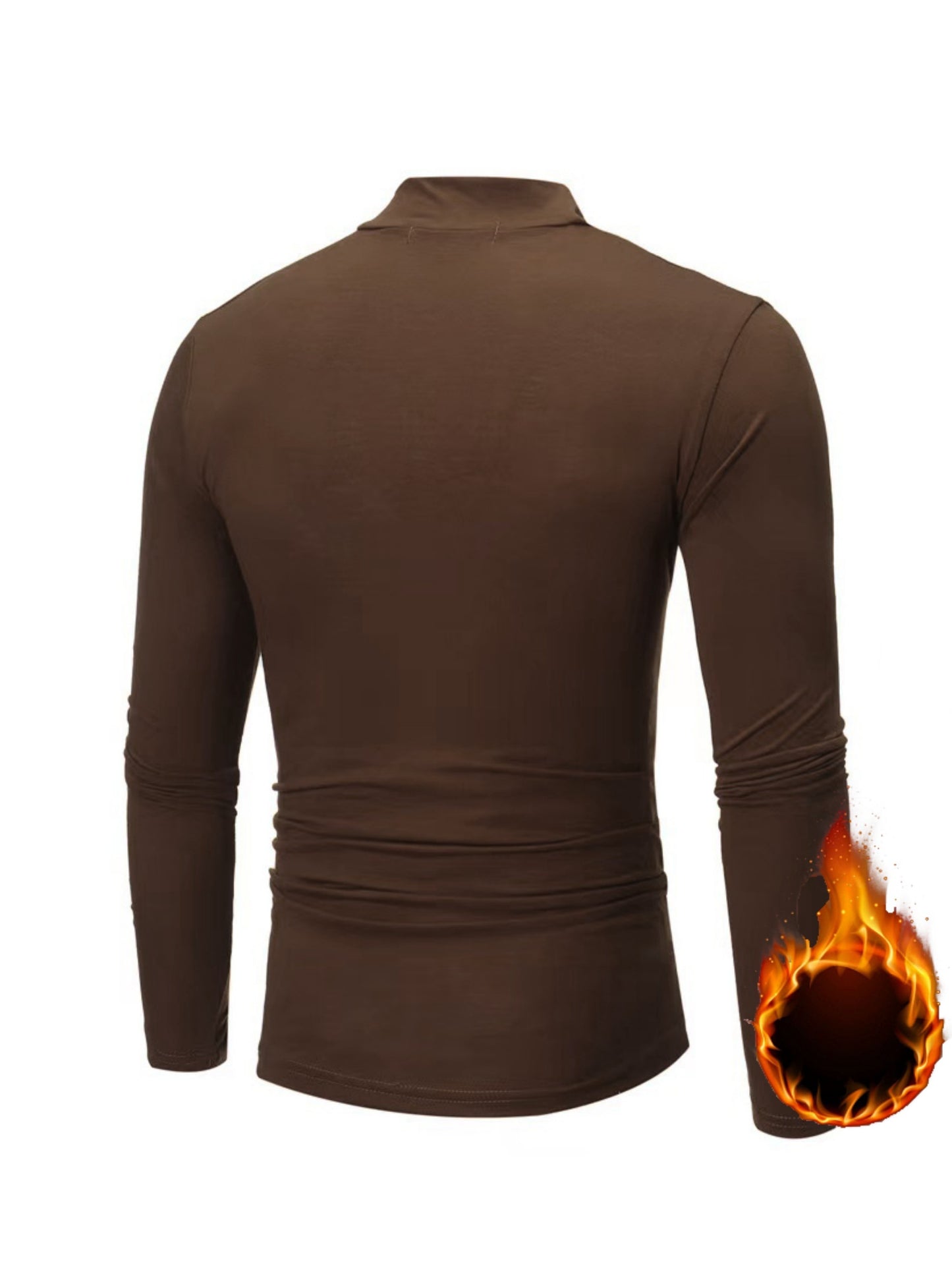Men's Solid Long Sleeve Turtleneck Stretch T-shirt, Casual Comfy Warm Top For Fall Winter, Men's Clothing