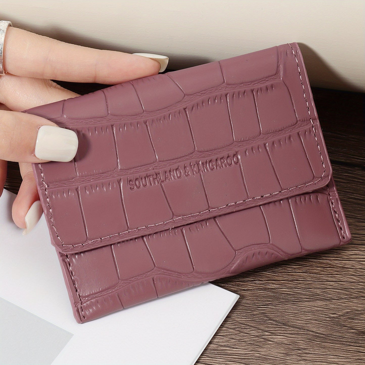 Women'S Small PU Wallet - Solid Color Short Style Featuring Card Slots And a Zippered Coin Pocket