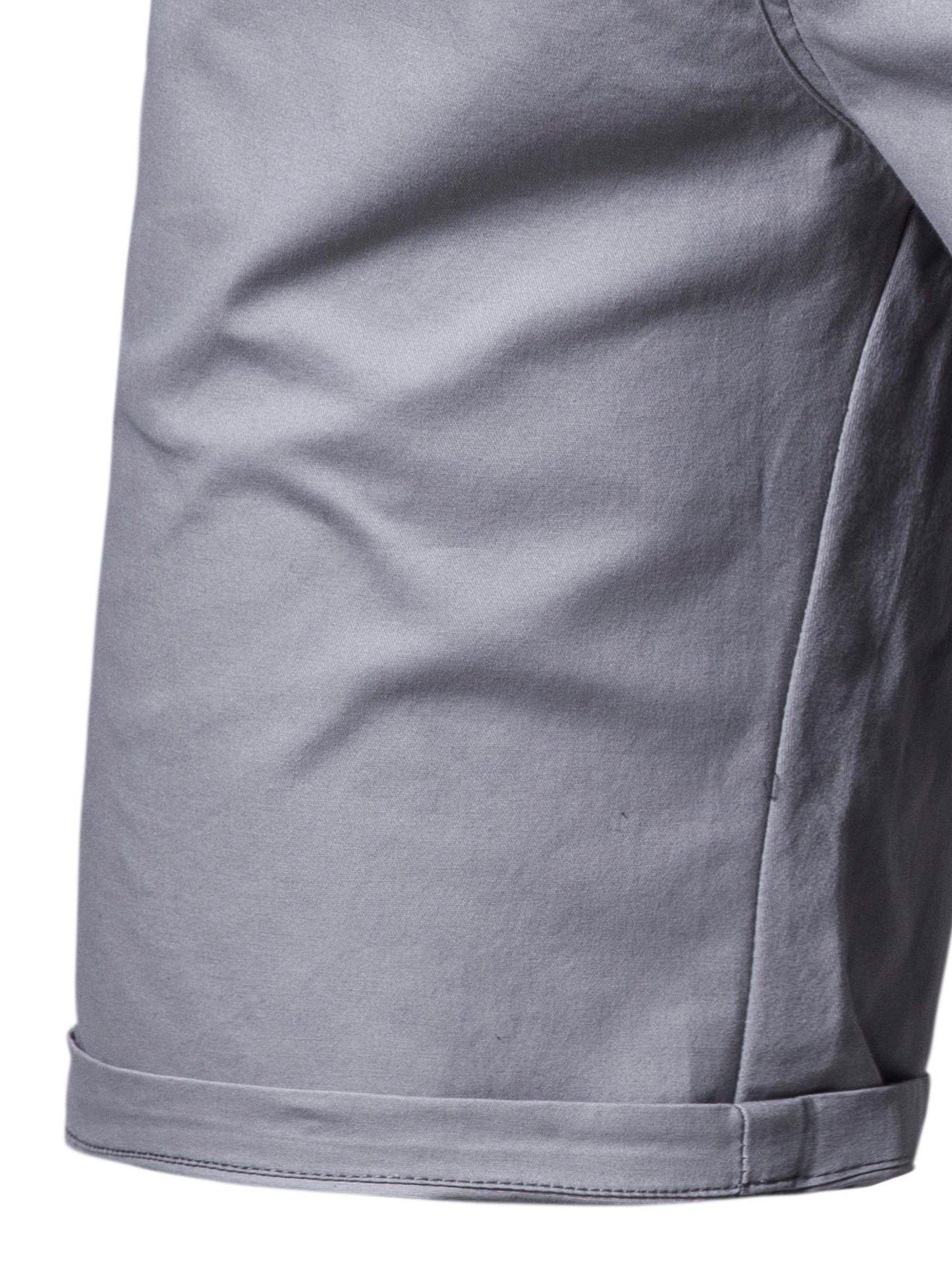 Men's Classic Fit Cotton Twill Flat Front Solid Chino Short With Slant Pockets And Elastic Waist