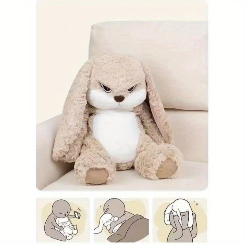 1pc Angry Rabbit Plush Toy | Cute Kawaii Stuffed Soft Toys, Polyester, Ideal Birthday Gift for Children