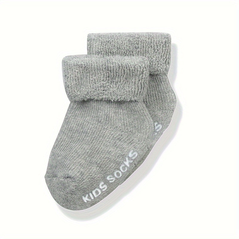 6pcs Cozy Cotton Blend Youngsters & Youngsters Boys' Socks - Warm, Thick, Mid-Calf with Non-Slip Bottoms, Soft Ribbed Cuffs - Perfect for Fall/Winter - Navy, Light Blue, White, Gray, Youngsters Socks