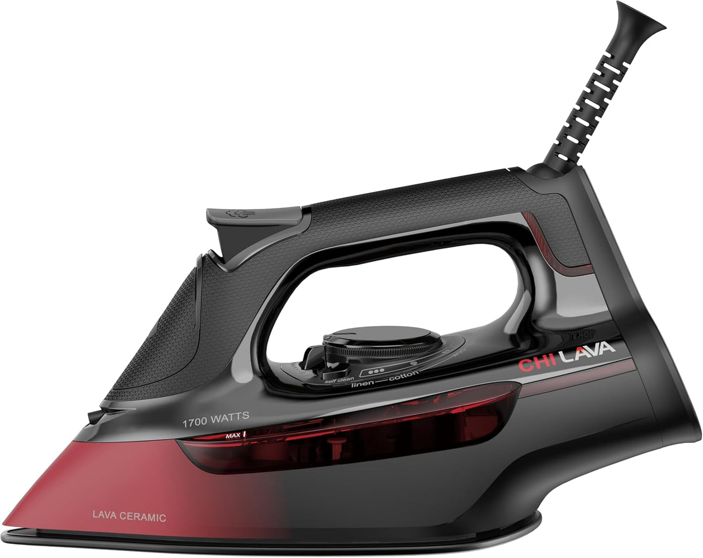 CHI Steam Iron for Clothes with 300+ Holes for Powerful Steaming, Temperature Guide Dial, 1700 Watts, XL 10’ Cord, 3-Way Auto Shutoff, Titanium Infused Ceramic Soleplate, Silver (13101)