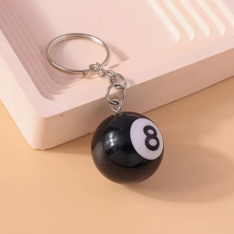 1pc Black No. 8 Billiard Cue Ball Keychain - Ideal Gift for Pool Players, Durable Metal with Secure Clasp, Perfect Souvenir for Billiards Enthusiasts & Club Members